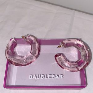 LIGHT PINK CLEAR LUCITE BAUBLEBAR HOOPS